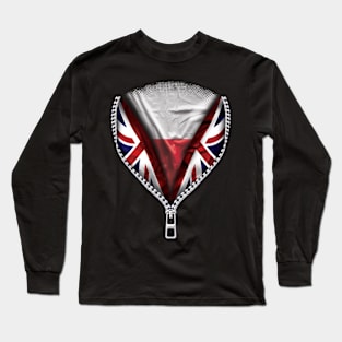 Polish Flag  Poland Flag zipped British Flag - Gift for Polish From Poland Long Sleeve T-Shirt